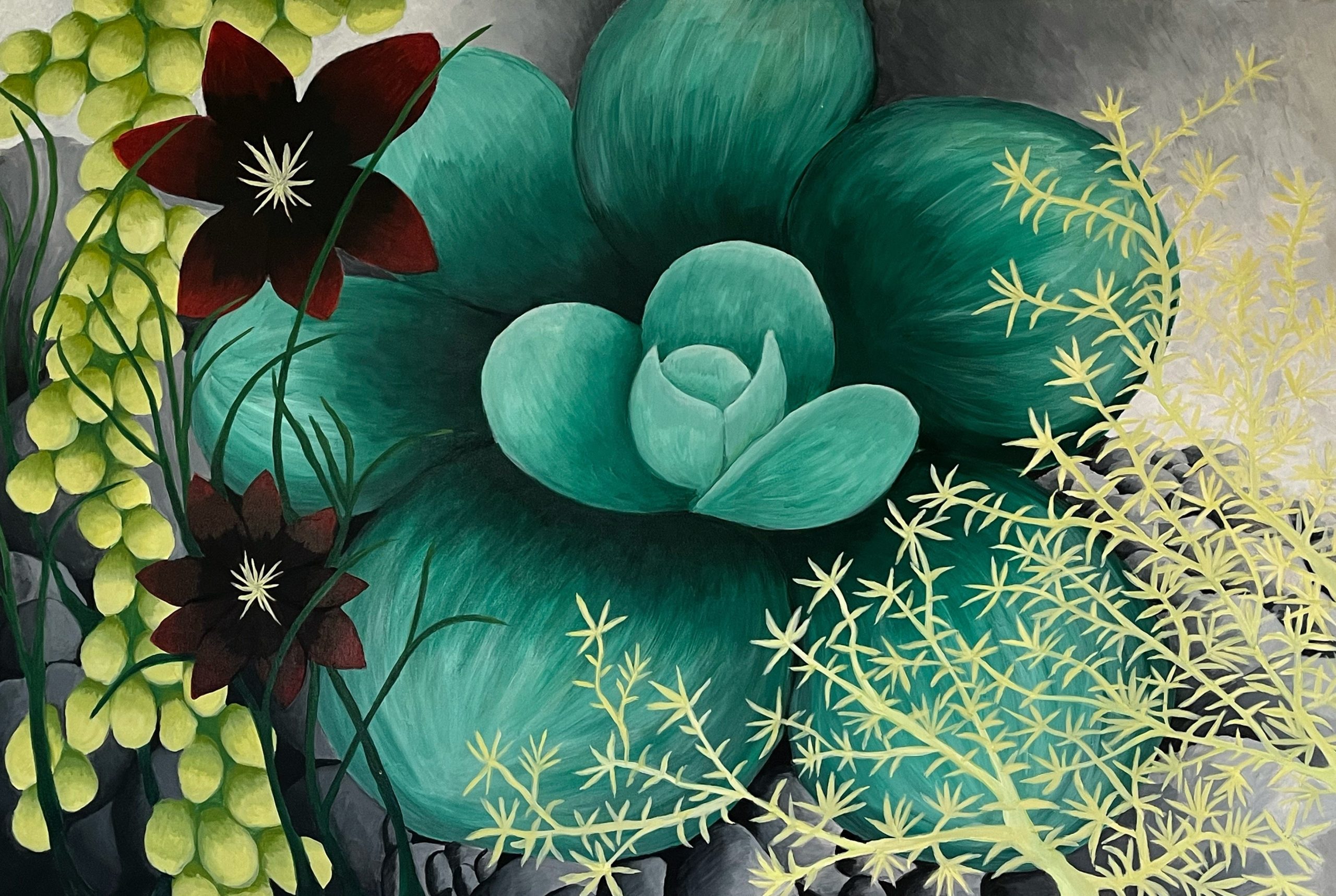 Survival Succulents was my first painting in many years. It was an act of resilience during the Covid-19 pandemic lock down.