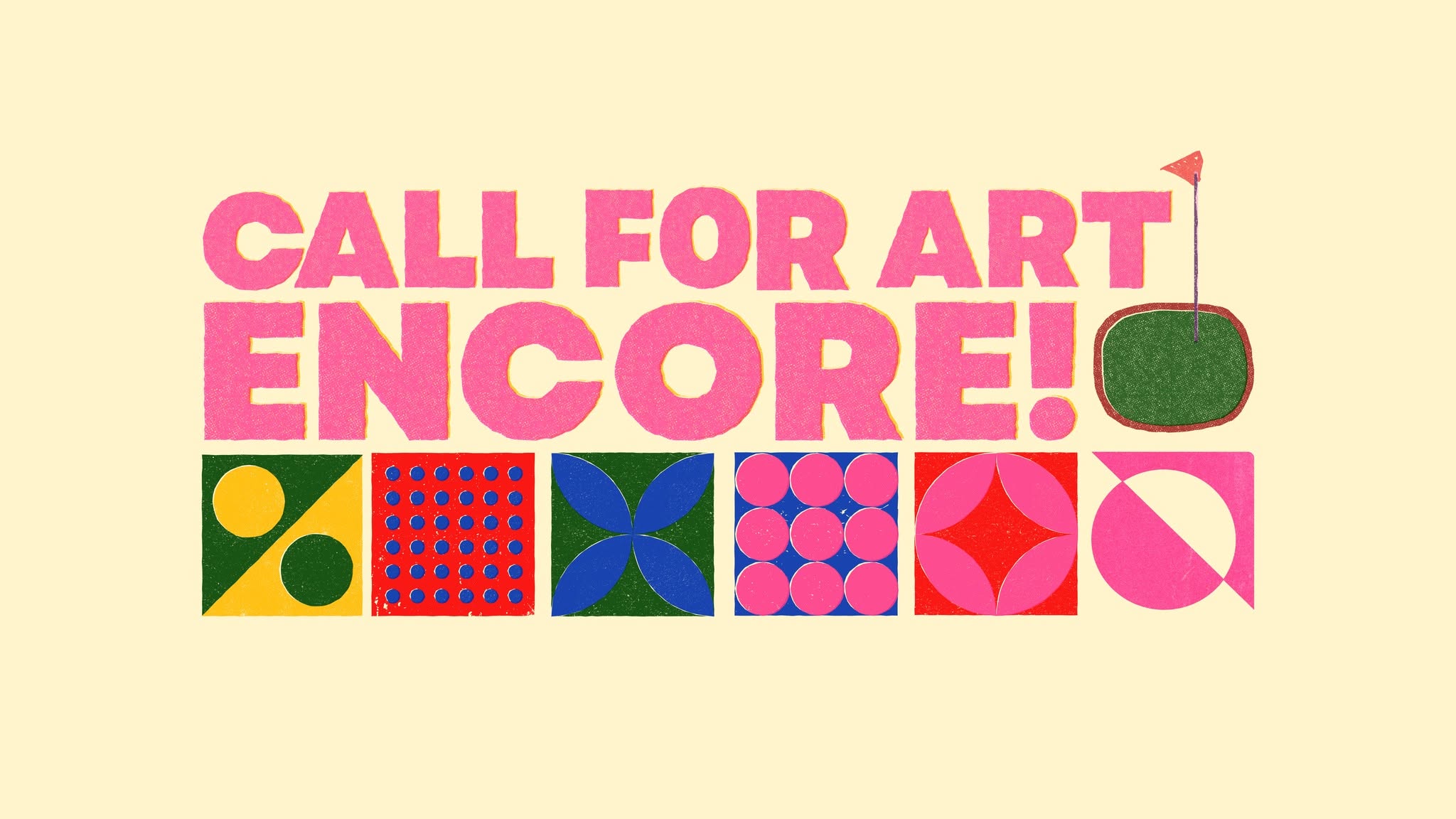 Colorful design/image for an open art call due August 3rd 2026.