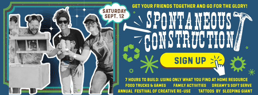 Teams enjoying themselves at Spontaneous Construction (SponCon) an annual festival of creative reuse