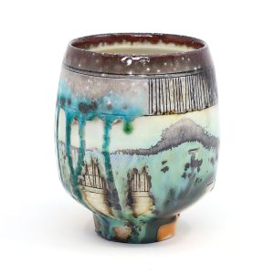 Ceramic cup with grey and blue glaze